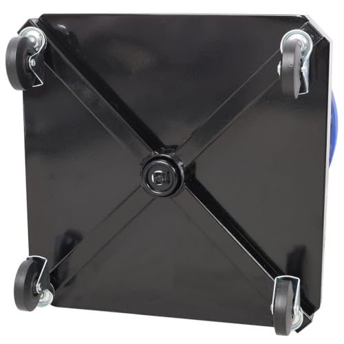 Rolling Mechanic Stool with Tool Tray, Adjustable Pneumatic Garage Shop Seat 16.5"-21", Padded Creeper Stool with 360° Casters, Heavy Duty Steel Workshop Stool, 250 lb Capacity, Black/Blue