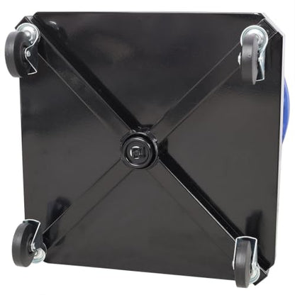 Rolling Mechanic Stool with Tool Tray, Adjustable Pneumatic Garage Shop Seat 16.5"-21", Padded Creeper Stool with 360° Casters, Heavy Duty Steel Workshop Stool, 250 lb Capacity, Black/Blue