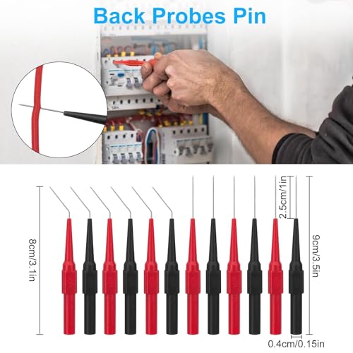 26PCS Multimeter Leads, Back Probe Kit, Multimeter Test Leads Kit with Alligator Clips, Replaceable Wire Piercing Probes, Test Hooks, Back Probe Pins for Digital Electrical Testing
