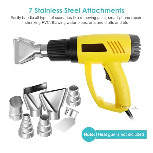 7 Piece Heat Gun Nozzle Kit 3540mm Stainless Steel Tips for 1500W 2000W Soldering Station Repair Shrink Wrap Electronics DIY Tool Accessory Set