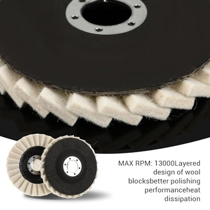 10 Pack Wool Felt Flap Disc Abrasives 4-1/2" x 7/8" Thicken Arbor Kit Buffing Polishing Cutting Wheel for Angle Grinder for Metal, Marble, Glass, Ceramic, Furniture, Car