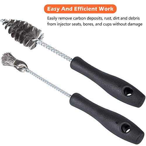 Injector Sleeve Cup/Seat/Bore Cleaning Brush Kit Replace AP0084 AP0085 3252 For 1994~2018 Ford Powerstroke 6.0L 6.4L 6.7L 7.3L / Caterpillar 3126 C7 C9 / Navistar/Maxxforce Stainless Steel (2 PCS)