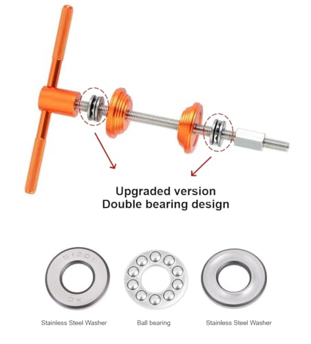 Bike Headset Press Tool - Bicycle Headset Bearing Press-in Tool - Bike Headset Cup and Bottom Bracket Press Installer Accessories - color: Orange with 1 thrust bearing