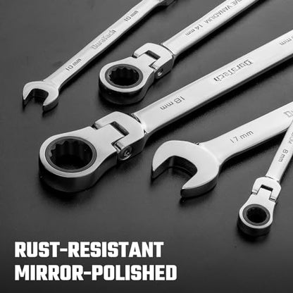 DURATECH 8mm Flex-Head Ratcheting Combination Wrench, Metric | 72-Tooth, CR-V Steel - style: 8mm