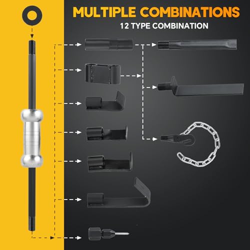 13pcs Heavy Duty Slide Hammer Dent Puller Set | 10lbs Auto Body Repair Tool Kit, Dent Puller Slide Hammer Set, Car Dent Remover Tools for Auto Truck More