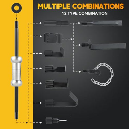 13pcs Heavy Duty Slide Hammer Dent Puller Set | 10lbs Auto Body Repair Tool Kit, Dent Puller Slide Hammer Set, Car Dent Remover Tools for Auto Truck More