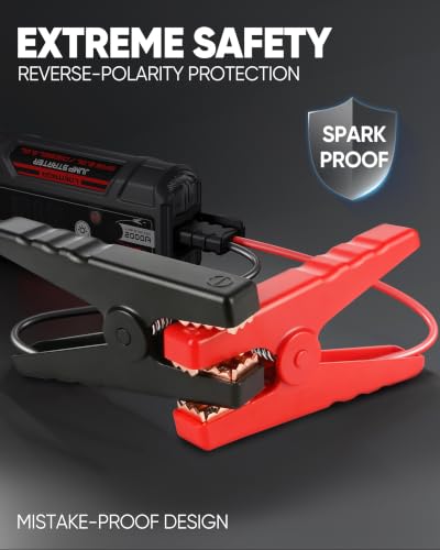LOKITHOR J400 Jump Starter - 12V 2000A Lithium Battery Jump Pack, Portable Jump Box, Car Starter, Jumper Cables - for Up to 8.0L Gas & 6.0L Diesel Engines | ConnectMax Tech - Smart Digital Display - color: Red
