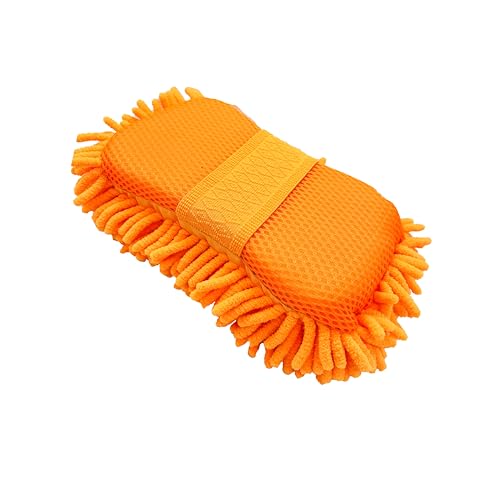 Scratch Free Chenille Microfiber Wash Mitt Car Wash Sponge for SUVs Boats - color: 2 Pack Orange