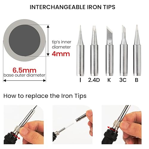 Soldering Iron Kit, 60W Soldering Iron, 5 Soldering Iron Tips, 21-in-1 Adjustable Temperature, Solder Wire, Stand, Desoldering Pump, Soldering Welding Iron Kit for Electronics Hobby DIY 110V US Plug - color: Black and Red