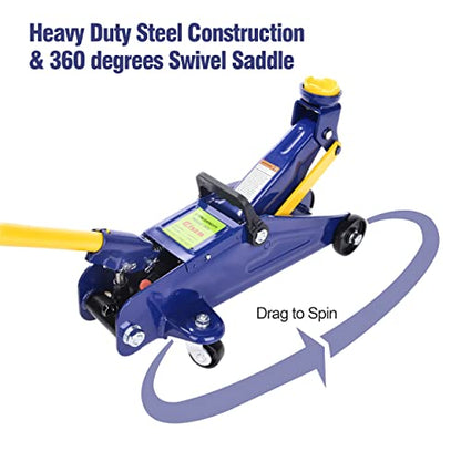 AAIN 2-Ton Hydraulic Floor Jack, 4,000 lb Capacity | Low-Profile Service Jack| Hydraulic Trolley Design| Home Garage & Repair Shop Use| Blue - color: Blue, style: 2 ton