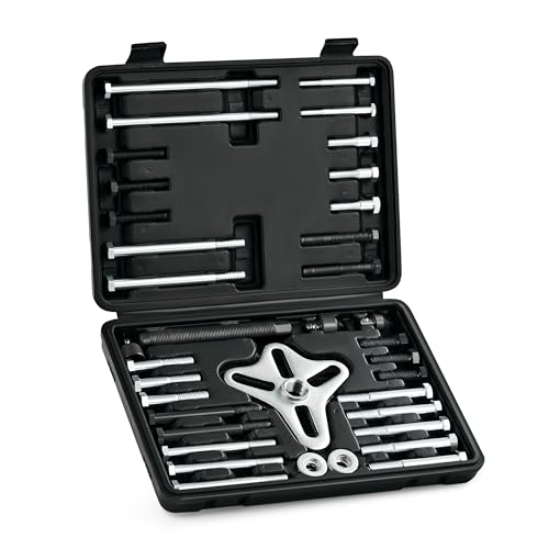 Orion Motor Tech Harmonic Balancer Puller Kit, 49pc Power Steering Pulley Puller Installer Tool Set, Heavy Duty Steering Wheel Puller Tool Kit for Flange Type Gear and Crank Puller - color: Black, style: Harmonic Balancer Puller