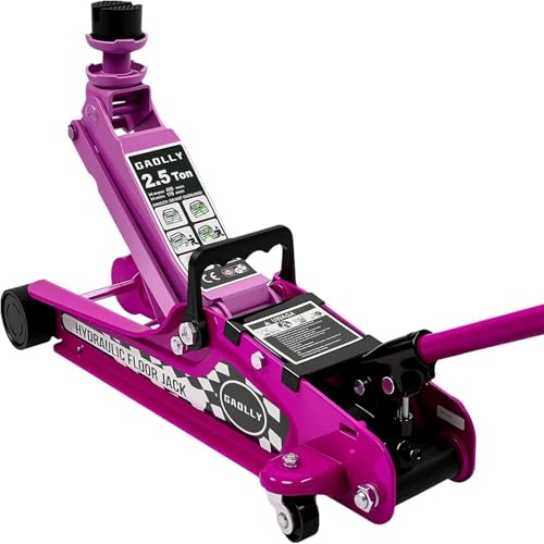 2.5 Ton Floor Jack Low Profile, Heavy-Duty Steel Racing with Single Piston Lift Pump, Lifting Range 4.5"-15.94" （Pink）