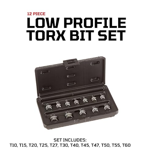 E-Z Red T1000 12 Piece Torx Bit Set,T10-T60, For Automotive Repairs, Cars, Trucks, Motorcycles