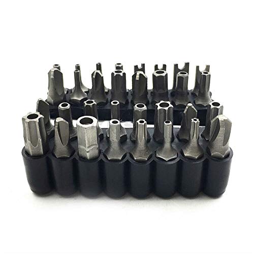 Tamper Proof 33Pc Security Bit Set Phillips Torx Hex Star Spanner Screwdriver [P/N: ET001-33-BK] - size: 33 Piece set