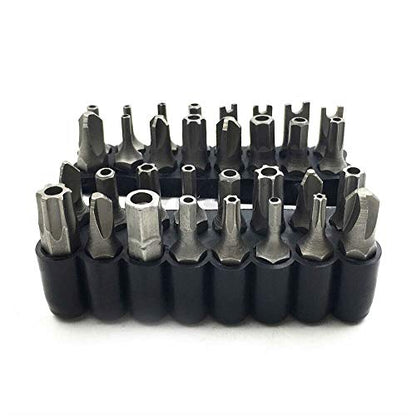 Tamper Proof 33Pc Security Bit Set Phillips Torx Hex Star Spanner Screwdriver [P/N: ET001-33-BK] - size: 33 Piece set