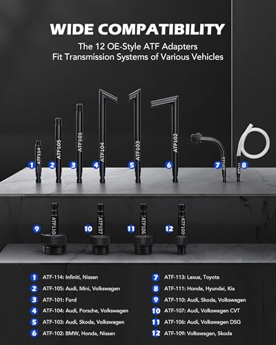 Orion Motor Tech Transmission Fluid Pump, 3L Transmission Filler Pump with 12pc ATF Aluminum Adapters, Manual Transmission Fluid Transfer Pump with Pressure Gauge, Transmission Dispenser Oil Pump Tool