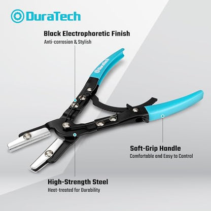DURATECH Ratcheting Hose Pinch off Pliers, 3-Piece Set, 8", 10", 12" | Locking Design, For Coolant, Fuel Lines, Radiator, No-Spill, Leak-Proof Design, With Storage Bag