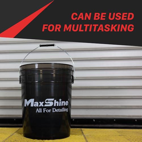 Maxshine 5 Gallon Detailing Bucket - Black Universal Car Wash Bucket for Auto Detailing, Scratch-Free Washing, Garage Storage, Holds Soap, Foam Cannon, Brushes & Microfiber Towels - color: 5g Bucket (Smoke)