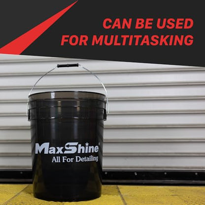 Maxshine 5 Gallon Detailing Bucket - Black Universal Car Wash Bucket for Auto Detailing, Scratch-Free Washing, Garage Storage, Holds Soap, Foam Cannon, Brushes & Microfiber Towels - color: 5g Bucket (Smoke)