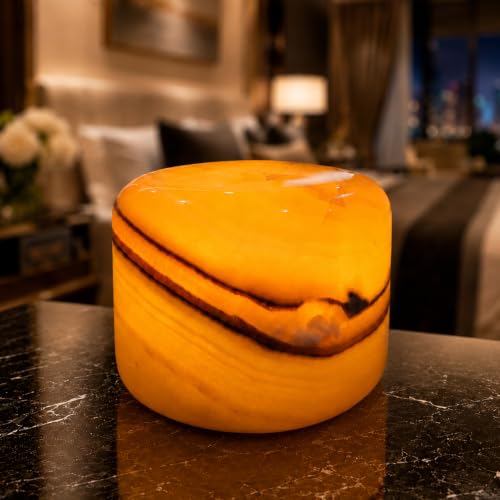 Marmor Marble Lamp Table Lamp Unique Stone Touch Lamp Pat Lamp Type-C 3 Way Bedside Lamp Ambient Light Bedroom Stands Night Light Decorative LED Warm Portable Lamp Rechargeable (Amber Jade) - style: Amber Jade