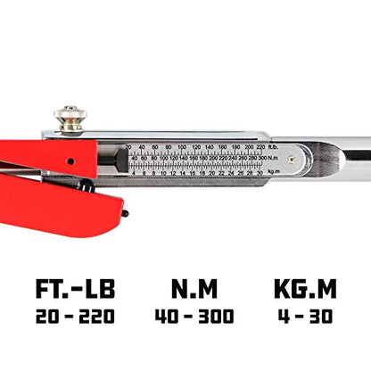 Powerbuilt 1/2 Inch Drive Torque Wrench Deflecting Beam, Accurate Torque Range 20 to 220 Foot Pounds, Precise Measurement with Sound, 649972 - style: Deflecting Beam
