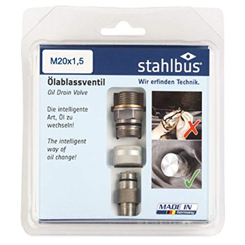 Stahlbus Oil Drain Valve Plug M20x1.5x12mm Steel - CLEAN, EASY, NO TOOL Oil Change - Includes Oil Drain Plug, Washer, Cap, Connector, Silicone Hose - size: M20x1.5x12mm