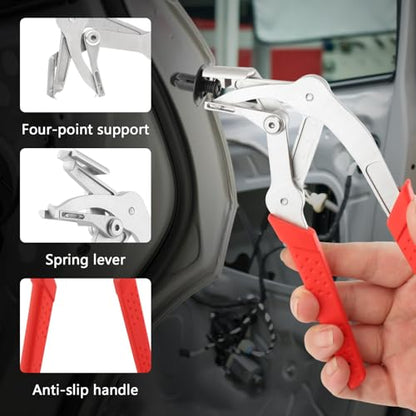 Car Clip Pliers, Panel Clip Removal Tool, Auto Fastener Remover with 15 Trim Rivets for Automotive Plastic Rivets, Push Pin & Door Trim, Damage-Free Disassembly Tool