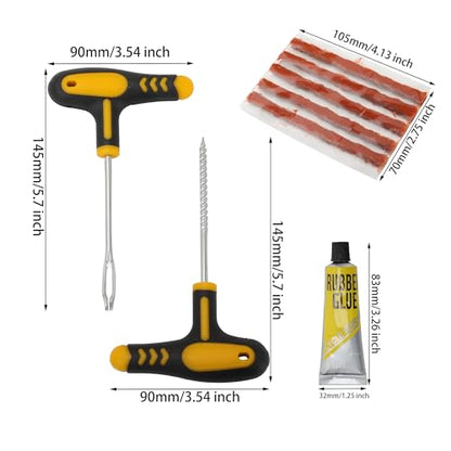 Car Tire Repair Tool Set with Rubber Strips Tubeless Tyre Puncture Studding Plug Kit Fits for Truck Motorcycle