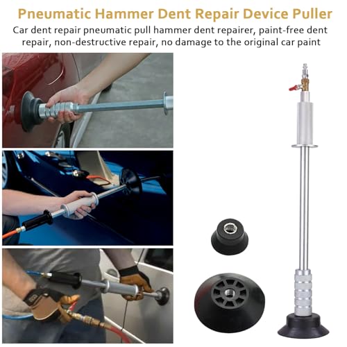 Upgraded Car Dent Air Pneumatic Dent Puller Heavy Pneumatic Sag Repair Pull Hammer Slide Hammer Tool Kit Dent Repair Suction Cup Slide Tool with 3PCS Suction Cup