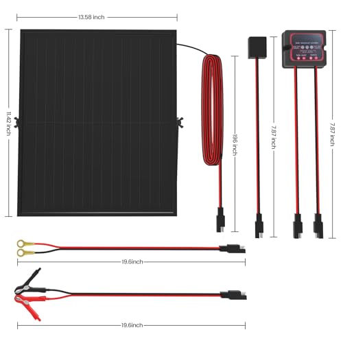 25W 12V Solar Battery Charger, Rugged Solar Panel Kit for RV, Trailer, Boat | With Smart Mppt Controller-Upgraded Solar Trickle Charger for Car/Motor, Higher Efficiency in Low Light, Weatherproof