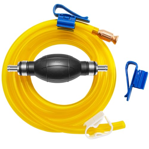 Gasoline Transfer Pump - Fuel Transfer Pump, Gas Pump Portable Hand Fuel Siphon Pump, Oil, Diesel, Water, Liquid, Fluid, High Flow 10 Ft Siphon Hose for Gasoline - color: Yellow