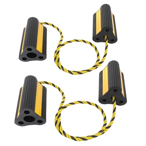 Heavy Duty Rubber Wheel Chocks, 2 Pair Non Slip Wheel Blocks with 3 Reflective Strips for RV Trailer Truck Small Aircraft