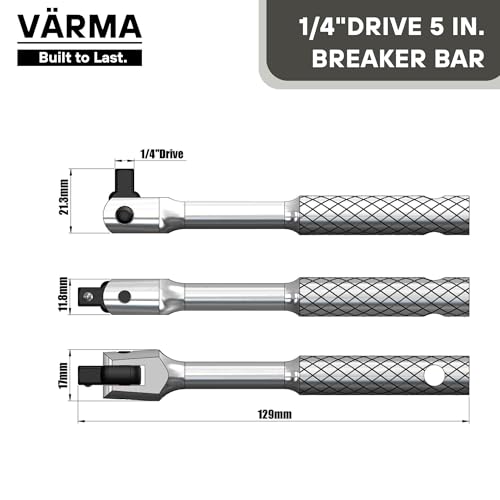 1/4-Inch Drive 5-Inch Flex Head Breaker Bar – Compact Power Knuckle Bar with Pivot Handle for Mechanics, DIY, and Home Repairs - size: 1/4" Drive x 5"