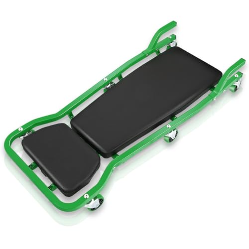 Auto Dynasty Universal 42" L X 18" W Green for Under Car Repair Vehicle SUV Truck Pickup Adjustable Creeper with Padded Headrest + Casters - color: Green
