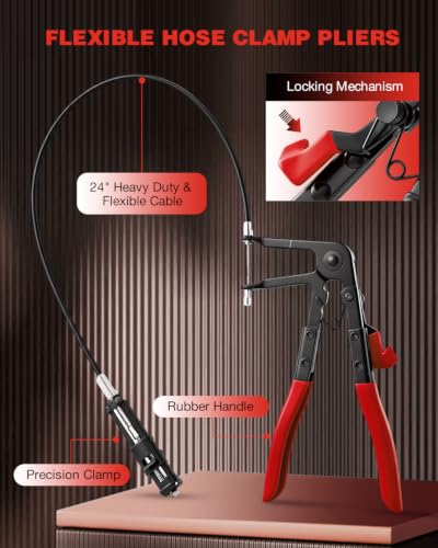 Saker Hose Clamp Pliers Set, Automotive Clamp Removal Tool Kit, Spring Clip Pliers, Flexible Cable Clamp Tool - 9PCS Heavy Duty Locking Kit for Car Engine Repair Tight Space Mechanic DIY - size: 9PCS