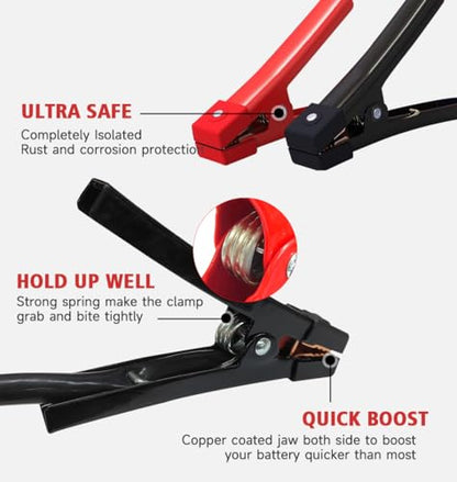 Heavy Duty Jumper Cables, Booster Cables 1 Gauge 30 Feet 900AMP Automotive Jumper Cables Kit for Car, SUV, and Trucks with Professional Clamps, Carrying Bag,Lights and Safety Gloves