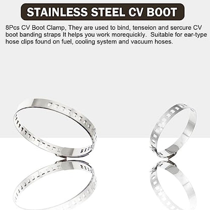 2Pcs CV Boot Clamp Crimp & Banding Tool Set with 10 Crimp Bands | Professional pliers for ear & band-style CV clamps for car and ATV axle boot replacement maintenance