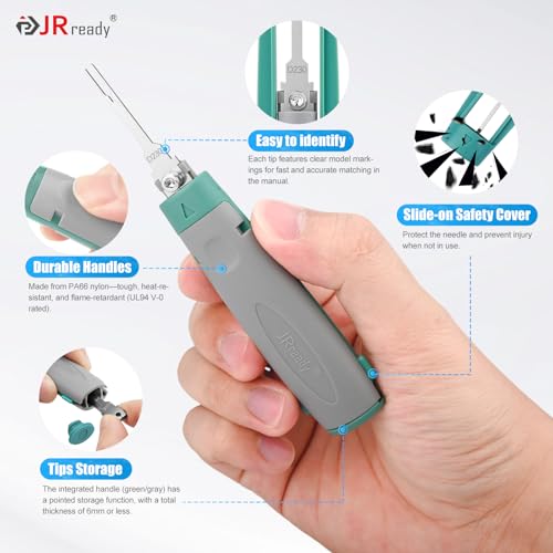 JRready 55PCS Terminal Pin Removal Tool Master Kit for Electrical Connector | TE, Deutsch, AMP, Molex, Delphi, Harting, Anderson, JPT, D SUB Connectors, Automotive Pin Release, Nylon Protective Handle - size: 55pcs JRconDRK Pin Rmoval Tools