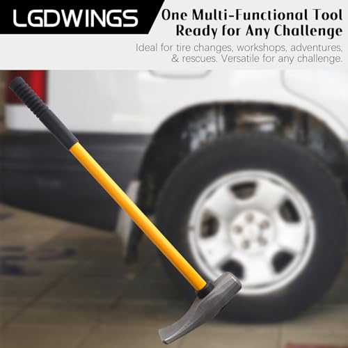 32" Tire Bead Breaker Wedge, Heavy Duty Manual Tire Hammer for Semi Truck, Tractor, Bus & RV - Unbreakable Fiberglass Handle Shock-Absorbing Rubber Grip, High-Carbon Steel Wheel Changing Tool