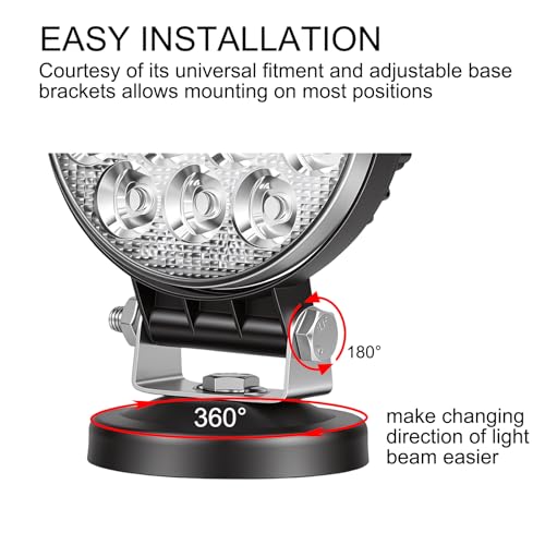 SKYWORLD Magnetic Mount LED Work Light, 2PCS 4 Inch 42W Round Flood Off Road Driving Fog Lamp 12V 24V with Portable Magnetic Base Holder for Truck Tractor Trailer Car Boat Engineering Vehicle - size: 2Pcs 4 Inch 42W Flood