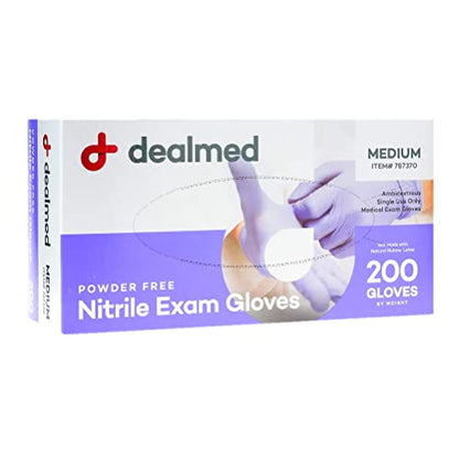 Dealmed Nitrile Exam Gloves - Medical Grade, Latex-Free, Medium, 200 Count | Non Powdered, Disposable, Ambidextrous Fit, Waterproof, Stretchable, Beaded Cuffs, Purple, Adult Use, For First Aid Supplies - color: Purple (Pack of 1), size: Medium (Pack of 20