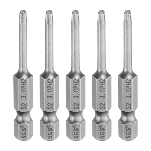 HARFINGTON 5pcs #2 Phillips Screwdriver Bit PH2 1/4" Hex Shank 2" (50mm) Long Magnetic S2 Steel Industrial Grade Screw Driver Bit Cross Head Electric Drill Bits 0.118" (3mm) Rod - size: PH2 x 50mm x 3mm