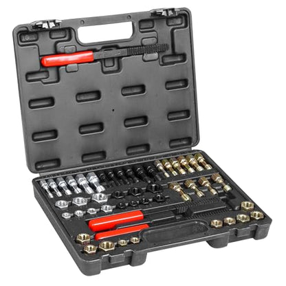 VEVOR Thread Chaser Set - 49-Piece UNC UNF and Metric Thread Restorer Tool Rethreading Tool Kit with 22 Taps 24 Dies 3 Thread Files Storage Case Heat Treated Steel for Mechanics DIY Enthusiasts - size: 49PCS, style: SAE&METRIC