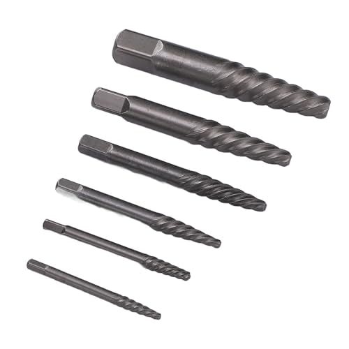 Alomejor Screw Extractor Set Steel Hardened Damaged Screw Extractor Kit 6 Sizes Portable Case for Removing Broken Rusted Screws and Bolts in Automotive Home Machinery Repair