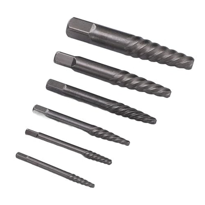 Alomejor Screw Extractor Set Steel Hardened Damaged Screw Extractor Kit 6 Sizes Portable Case for Removing Broken Rusted Screws and Bolts in Automotive Home Machinery Repair