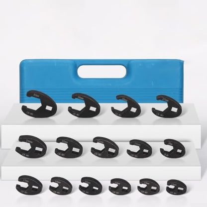 19 Pcs For Crowfoot Wrench Set 1/2 & 3/8 Inch Drive Sizes 8-32mm Flare Nut Wrench Open End Wrenches For Limited Space Automotive Repair Mechanic Tools