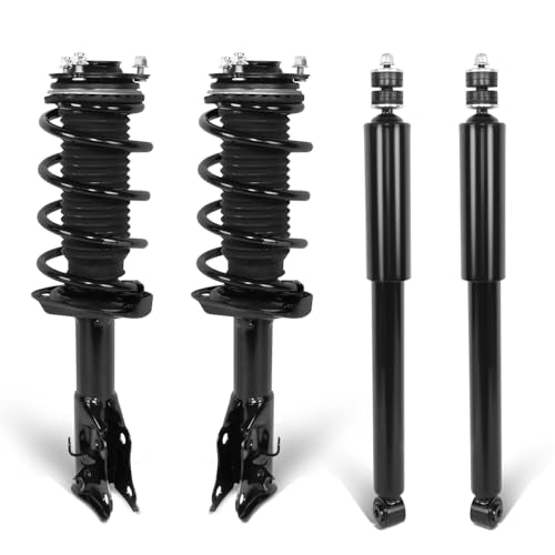 Auto Dynasty Pair of Front Coil Spring Shock Strut Mount Assembly and Rear Struts Shock Absorber Compatible with Acura CSX Honda Civic Sedan 2006-2011, Matte Black Powdercoat