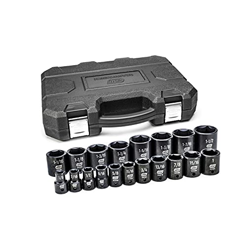 GEARWRENCH 19 Pc. 1/2" Drive 6 Pt. Standard Impact Socket Set, SAE - 84932N - size: 1/2", style: 19-piece kit