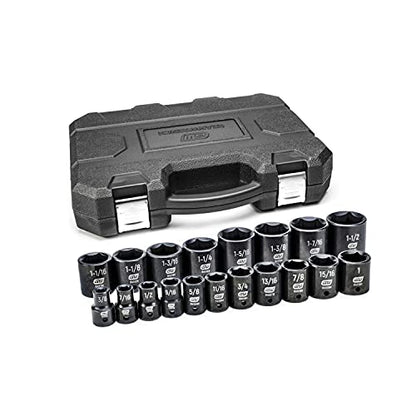 GEARWRENCH 19 Pc. 1/2" Drive 6 Pt. Standard Impact Socket Set, SAE - 84932N - size: 1/2", style: 19-piece kit