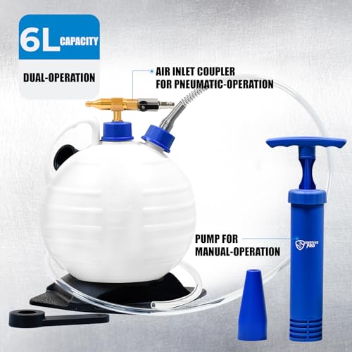 SMOTIVEPRO Oil Extractor Pump Vacuum 6L Pneumatic/Manual Fluid Extractor Professional Engine Oil Change Pump for Automotive and Marine